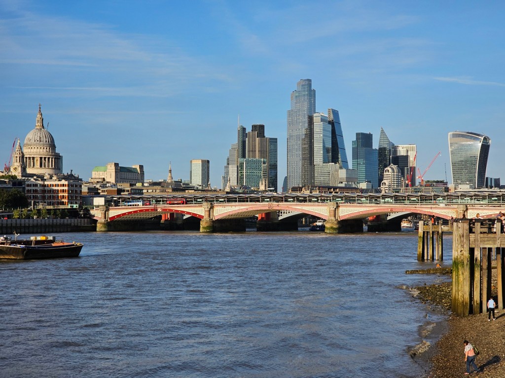 City of London and St Paul's Cathedral seen from across the Thames.