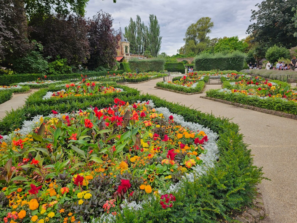 Colourful flower beds in Holland Park, London