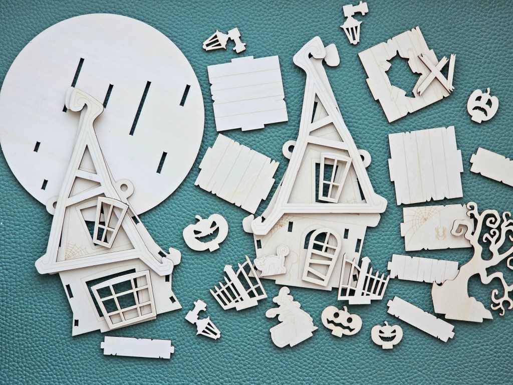 Elements for building a wooden haunted Halloween house