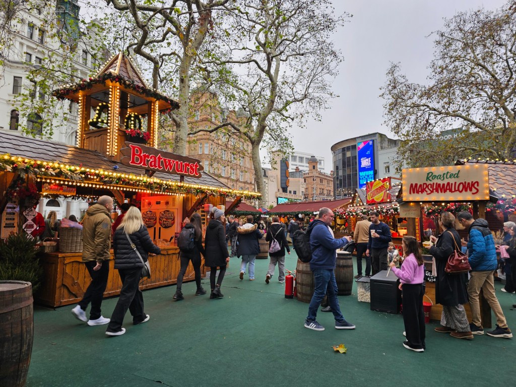 Christmas market on Leicester Square, London