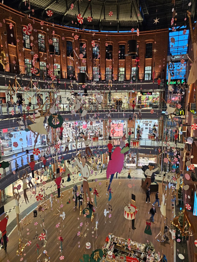Christmas decorations in a shopping centre in Poznan