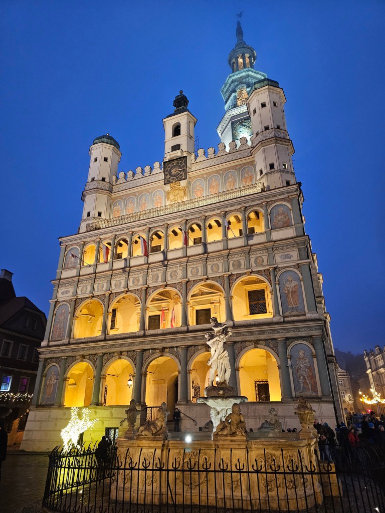 Poznan town hall at night