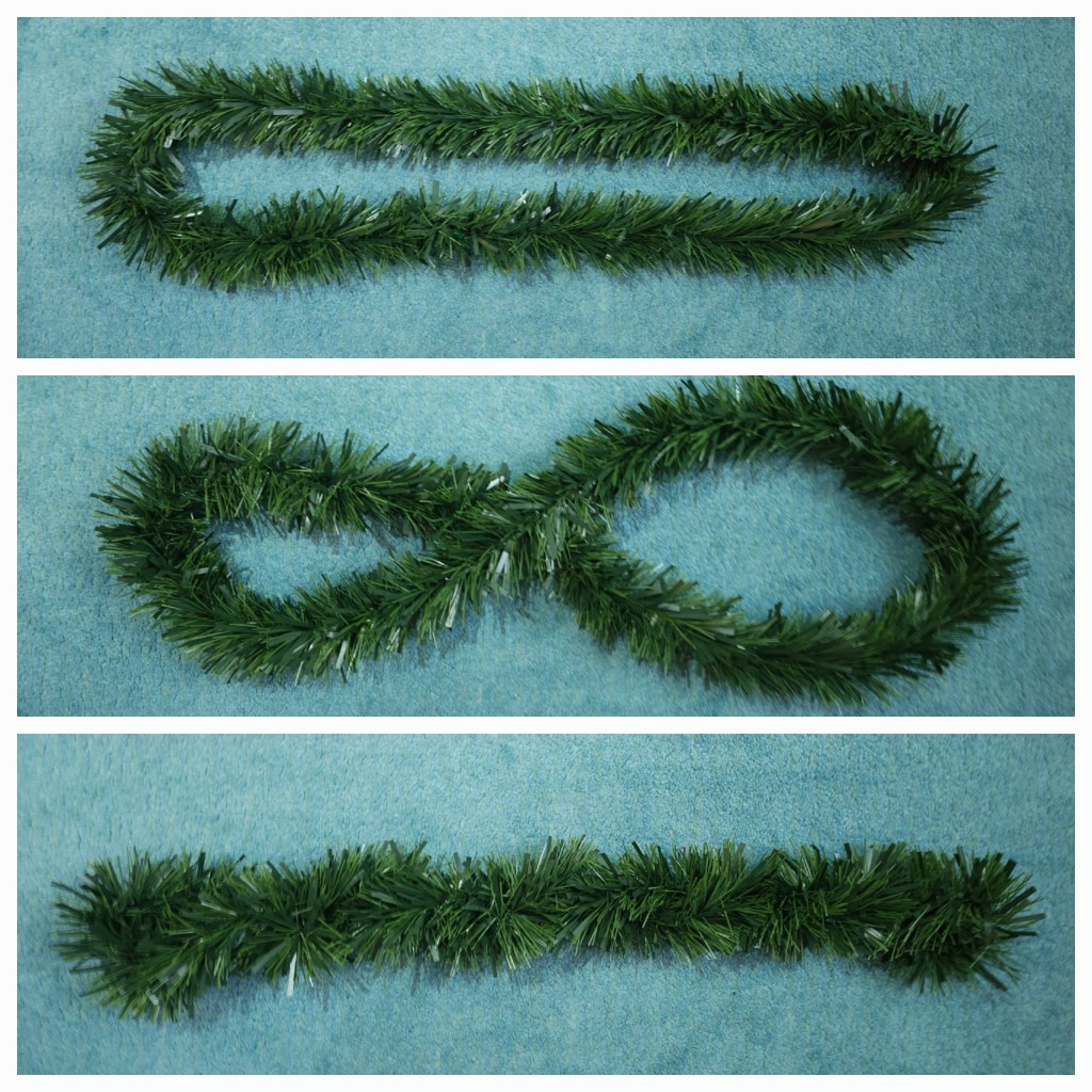 The process of twisting a blank Christmas garland