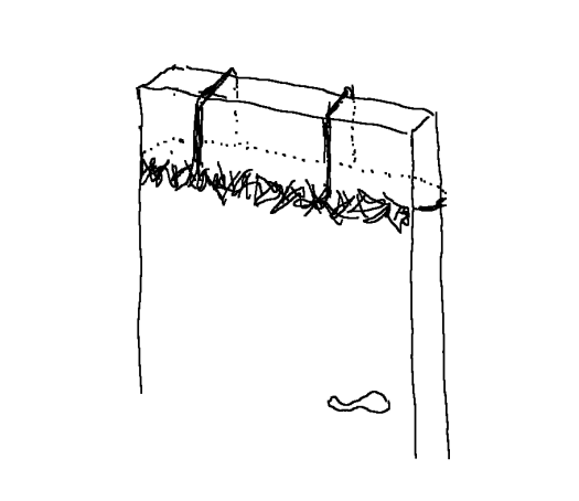 Simple sketch showing how to hang a garland on a door without drilling any holes or sticking on any hooks