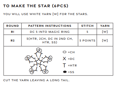 Pattern for making a small crochet star