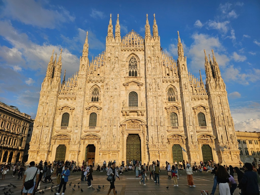 Duomo di Milano cathedral during golden hour