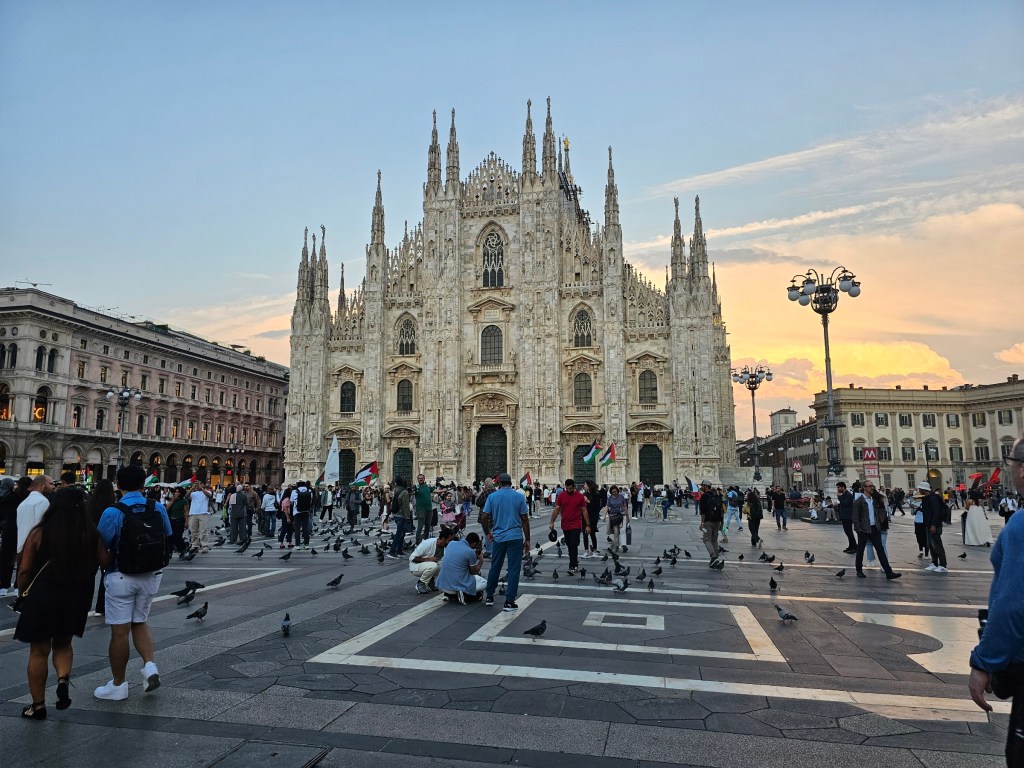 Duomo di Milano cathedral during golden hour
