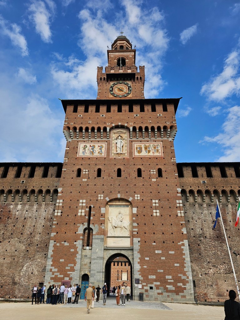 The gate to Sforzesco Castle in Milan