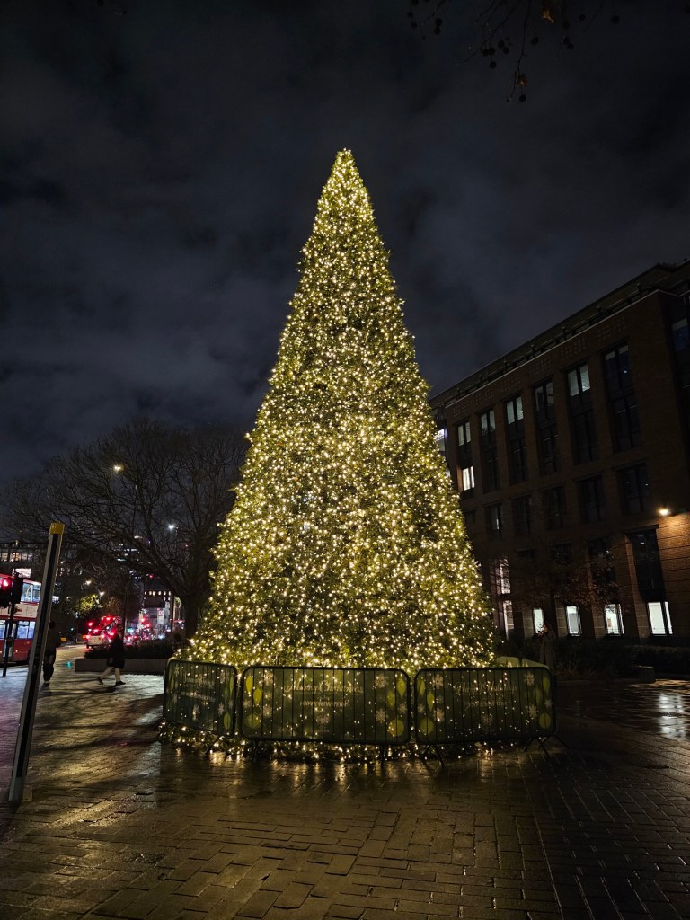 Large fairy light tree in front of St Paul's Cathedral