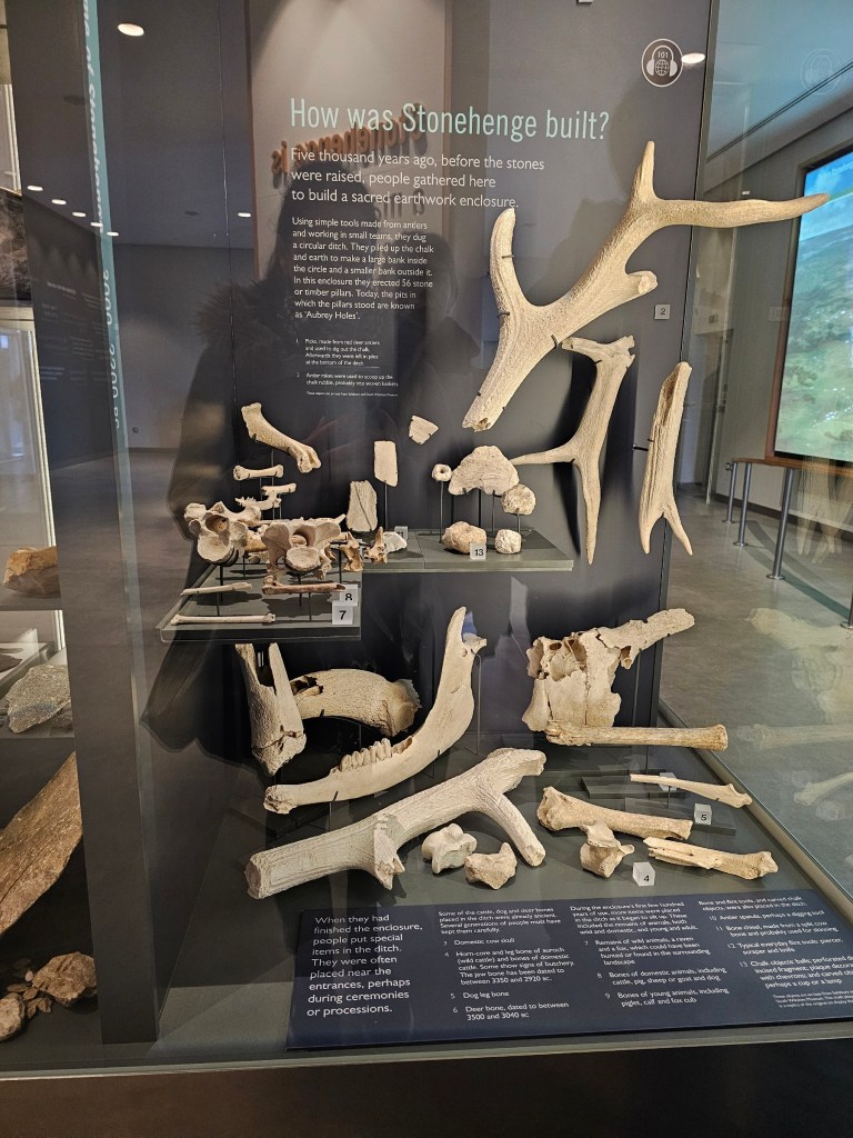A display case at an exhibition at Stonehenge