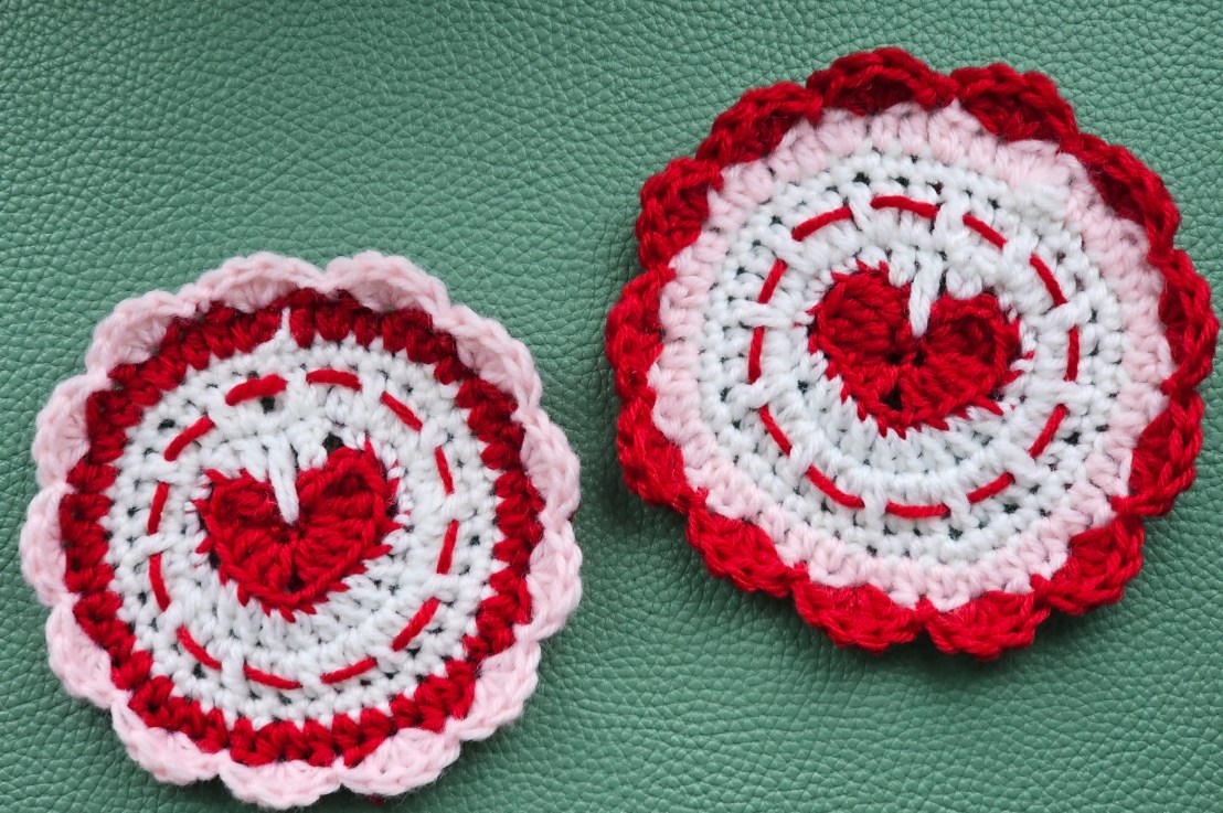 DIY Heart Coasters Set – Learning To Crochet – Valentine’s Day&nbsp;Crafts
