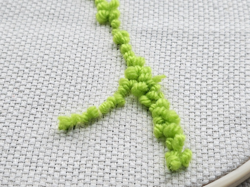 Close up on loops of a punch needle
