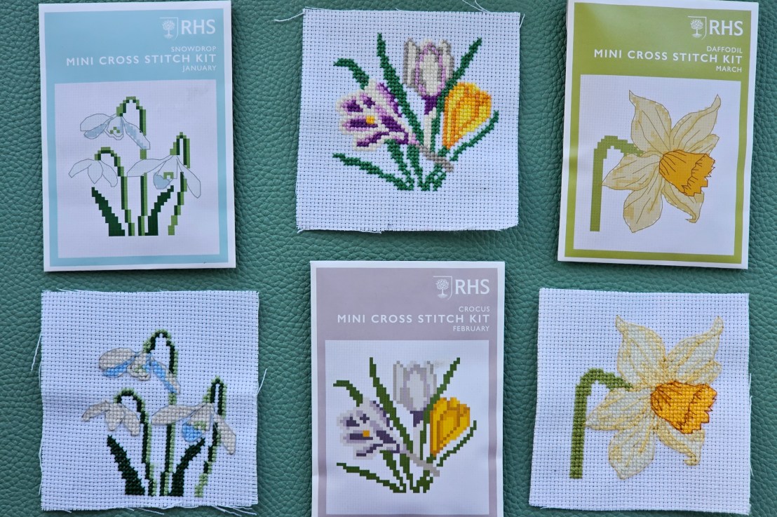 Mini Botanical Cross Stitch Designs – RHS – January, February,&nbsp;March