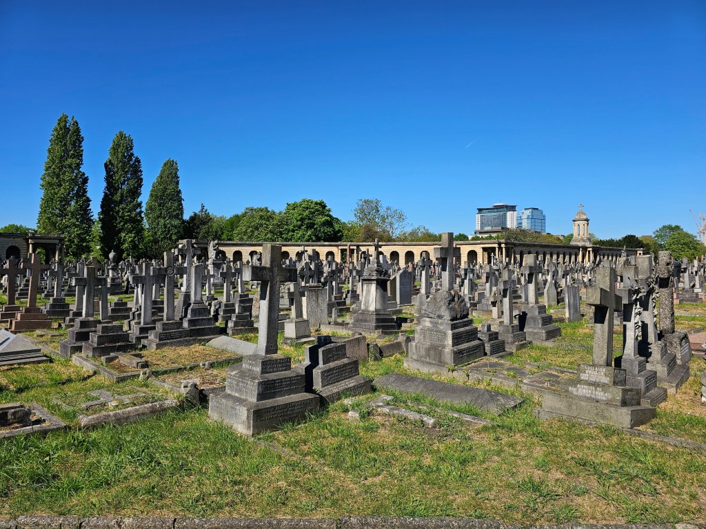 Countless tombstones in Brompton Cemetery, London