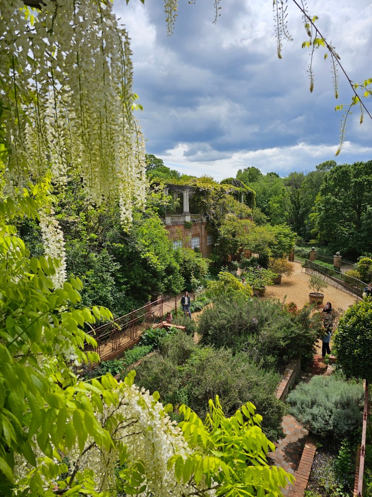 View from the arcade of the pergola of Golders Hill Park in London