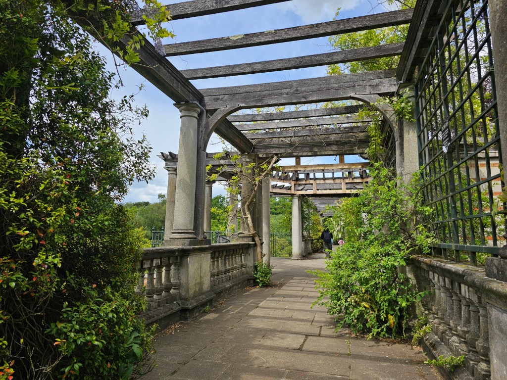The arcade of the pergola of Golders Hill Park in London