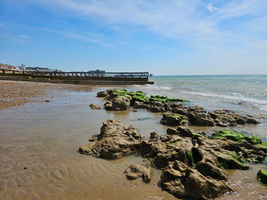 Hastings Beach at low tide, England