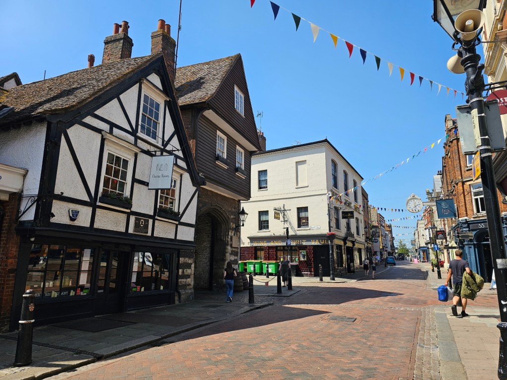 Old houses on the high street in Rochester, England