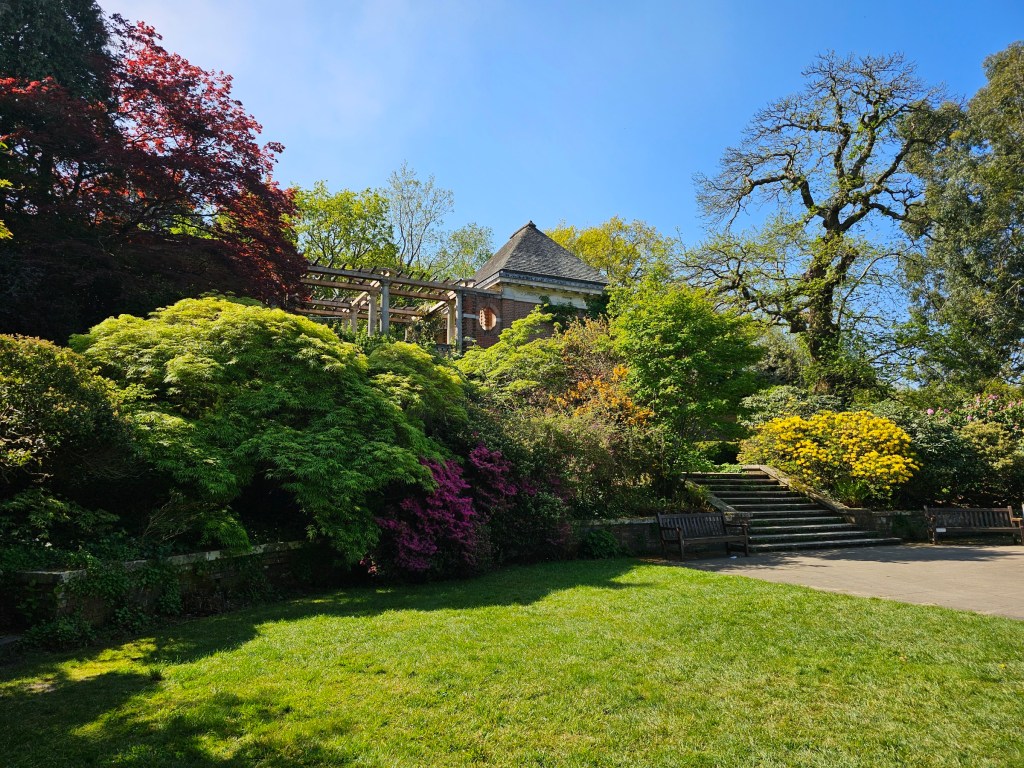 A garden near the pergola in Golders Hill Park, London