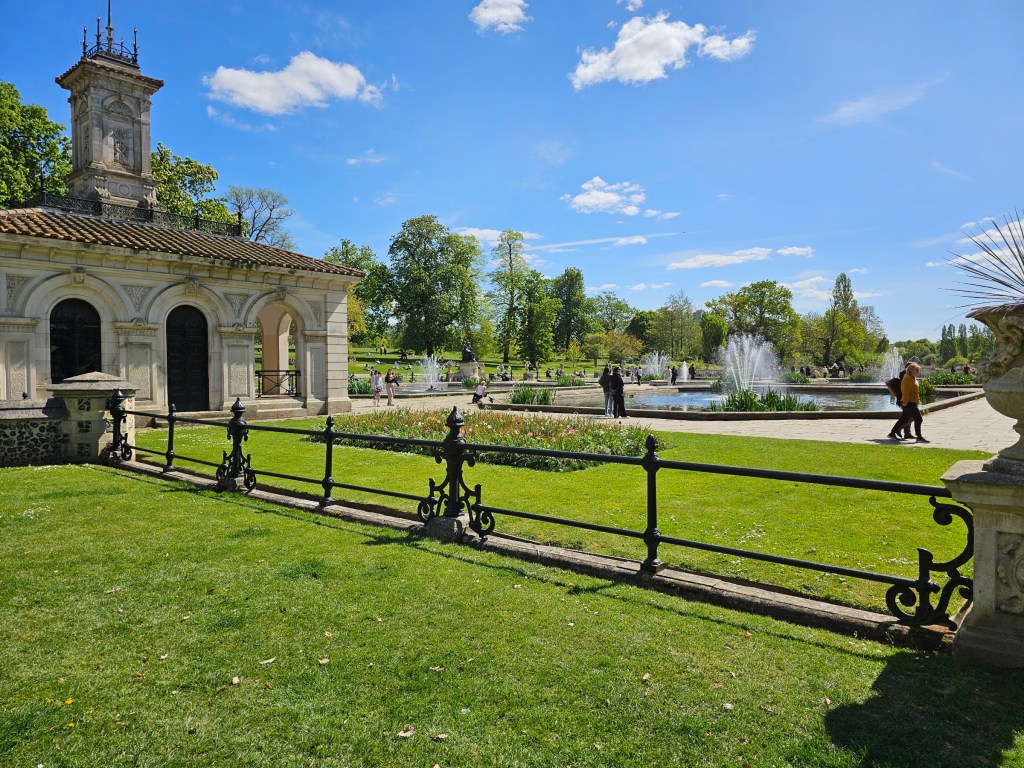 Italian Gardens section of Kensington Gardens in London, in the spring