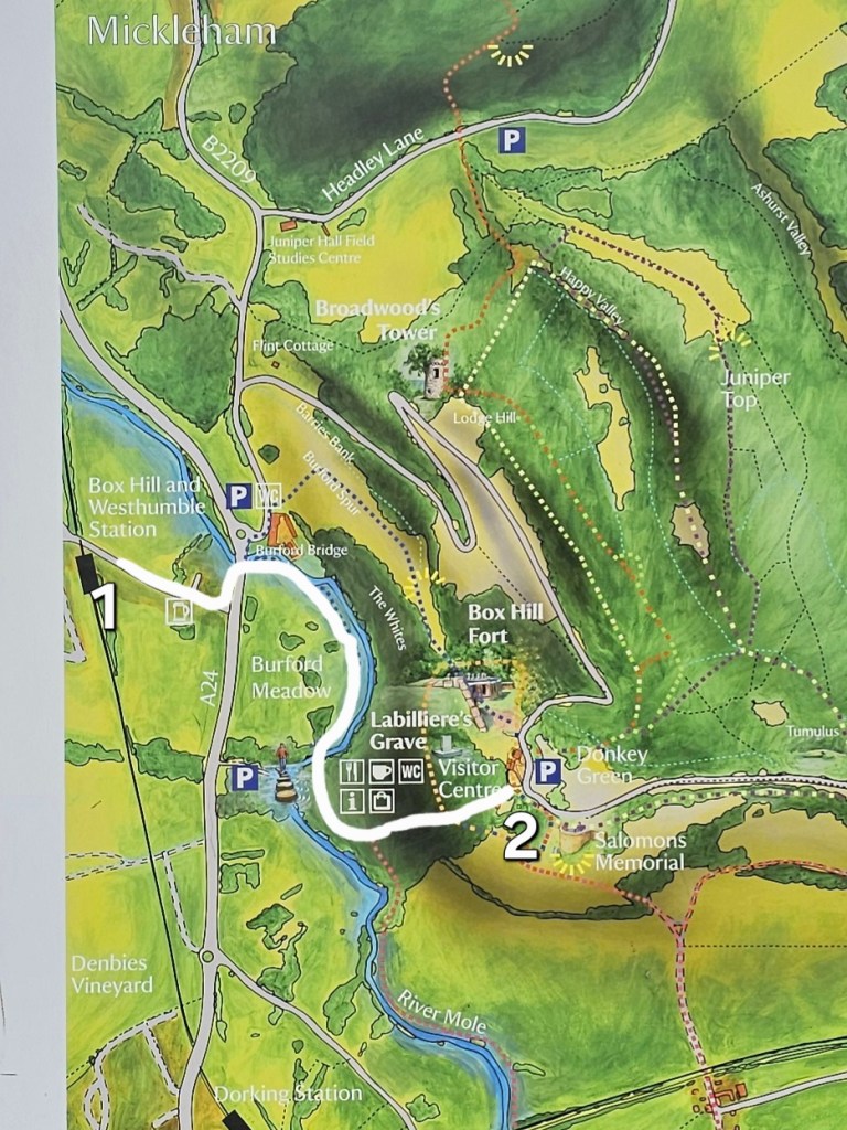 Map of the extended Box Hill hike - part 1