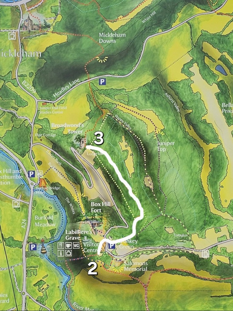 Map of the extended Box Hill hike - part 2