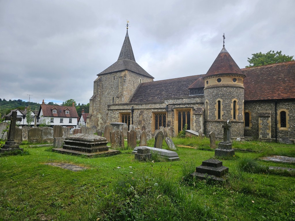 Church and cemetery in Mickleham, Surrey