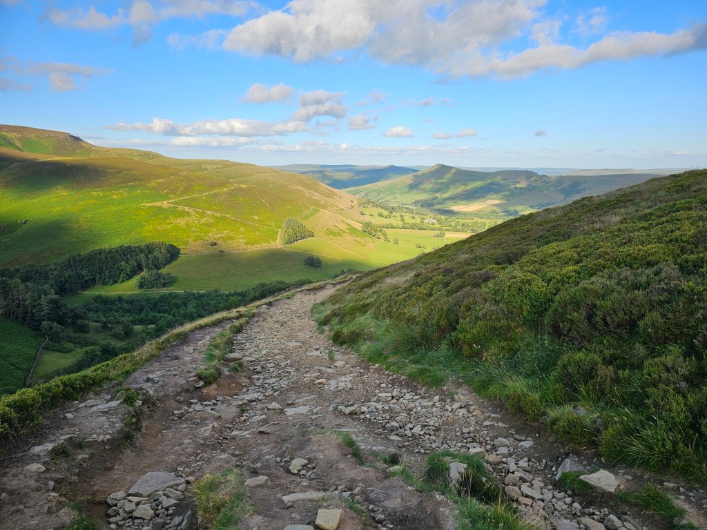 A gravel path through the hills near Edale in Peak District, England