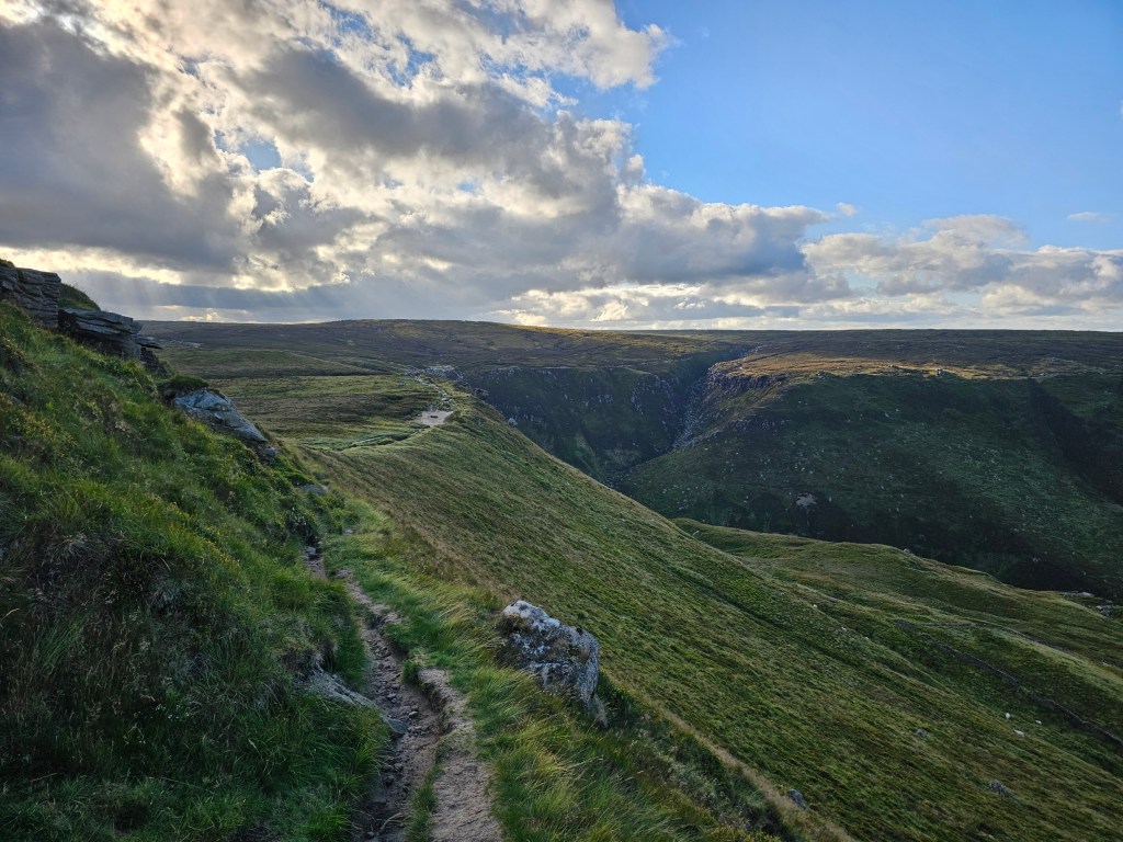 The tops of the hills near Kinder Scout and Grindslow Knoll in Peak District