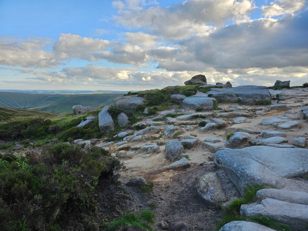 The tops of the hills near Kinder Scout and Grindslow Knoll in Peak District