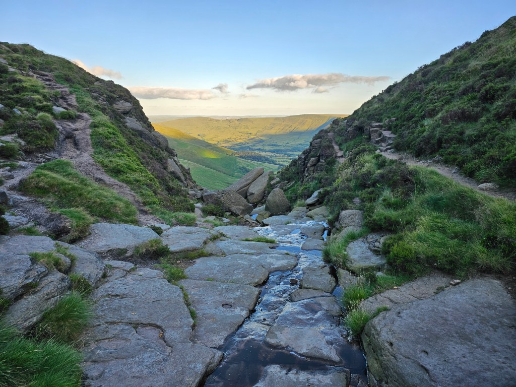 A small stream running through the hills near Kinder Scout, Peak District