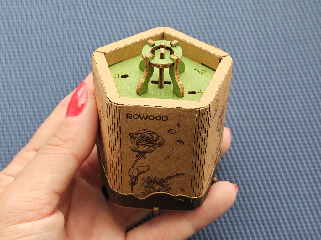 Completed wooden pot/stand for a wooden flower