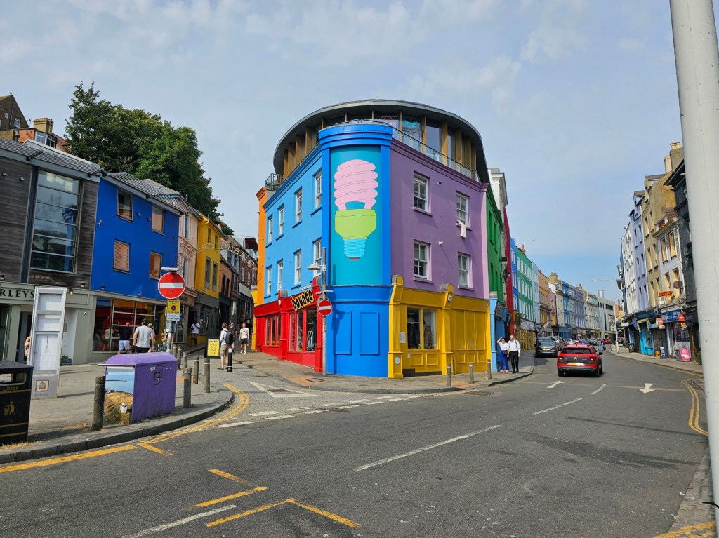 Creative Quarter in Folkestone. Buildings painted in bright colours.