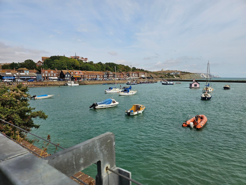 Boats in the water of Folkestone Harbour