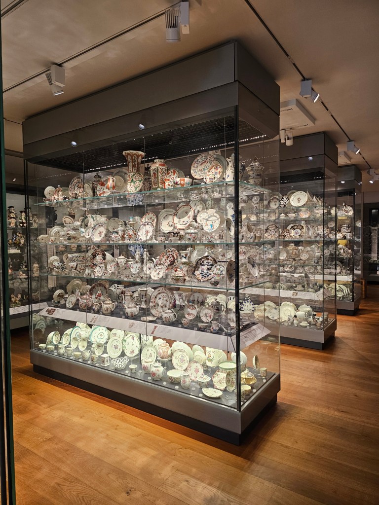 Pottery and china displays in Ashmolean Museum, Oxford