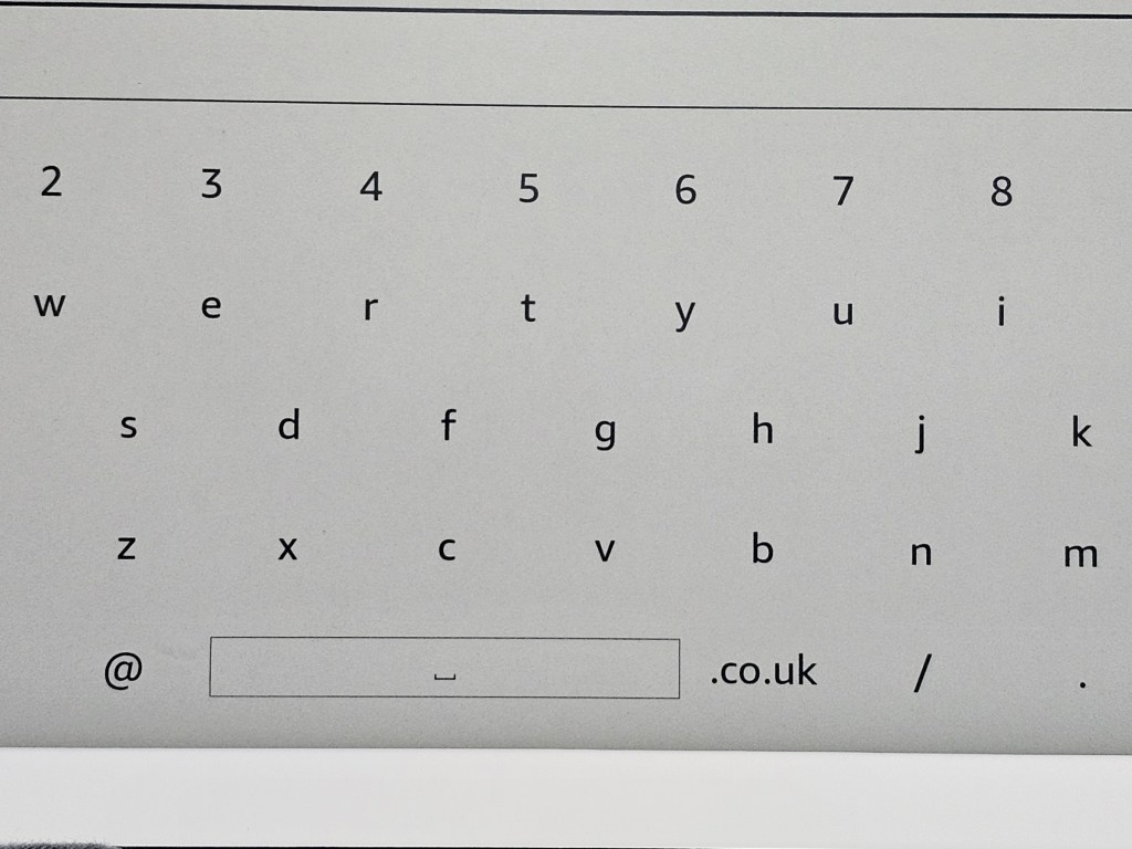 Keyboard view on a Kindle Scribe