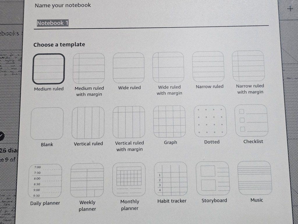 Templates for the notebook available in Kindle Scribe