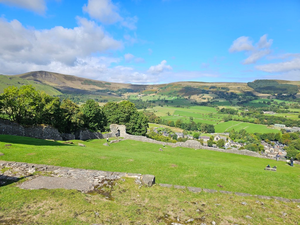 The ridge of Mam Tor, Back Tor and Lose Hill seen from Castleton Castle.